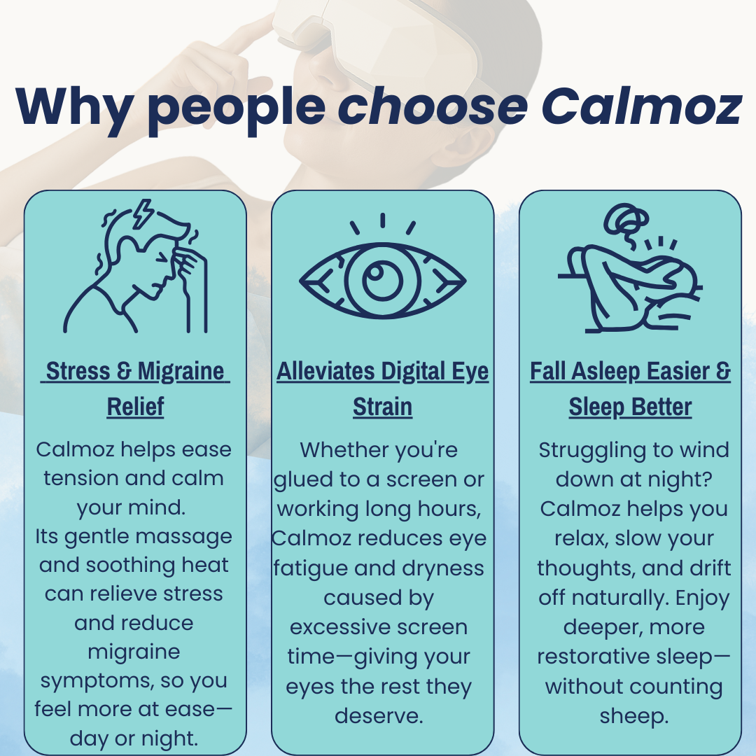 Calmoz™ One Smart Eye Massager | Sleep Better, Reduce Eye Strain